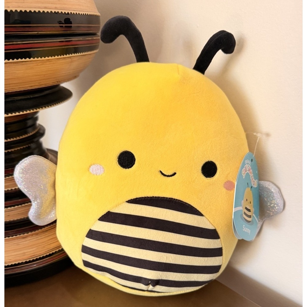 Squishmallow Sunny The Bee 8" Kellytoy Soft Plush Toy Bumblebee Yellow Silver